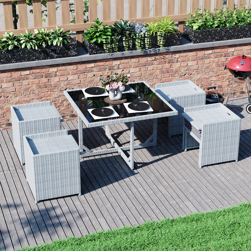 Cuba 8 Seater Rattan Set Grey Home Discount Ltd