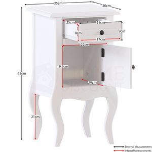 Nishano 1-Drawer 1-Door Bedside Cabinet - White