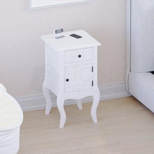 Nishano 1-Drawer 1-Door Bedside Cabinet - White