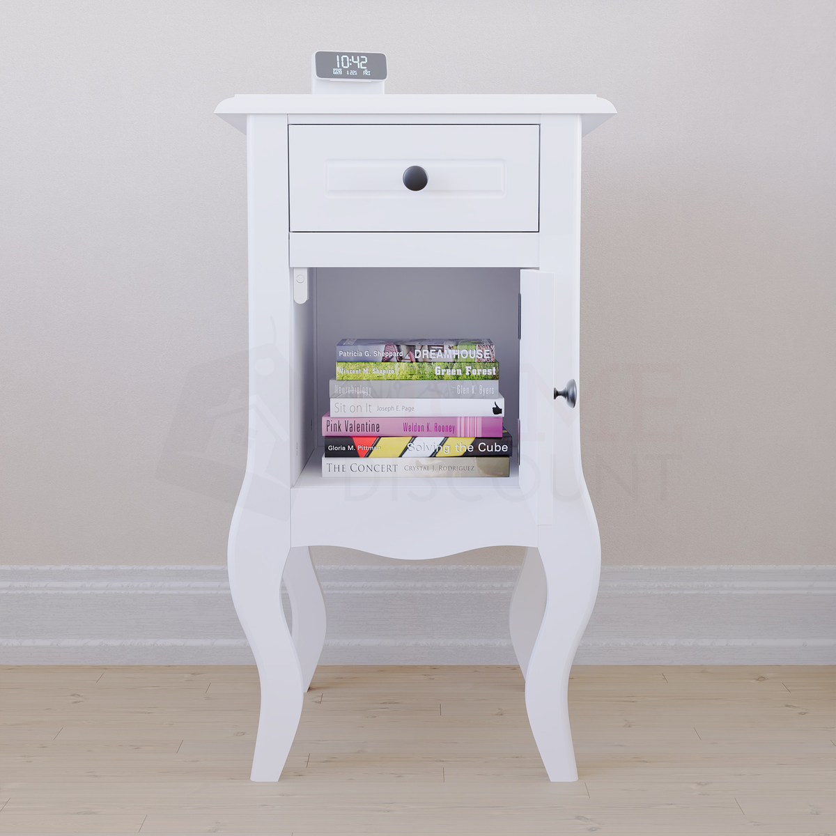 Nishano 1-Drawer 1-Door Bedside Cabinet - White
