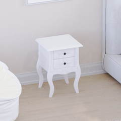 Nishano 2 Drawer Bedside Cabinet, White