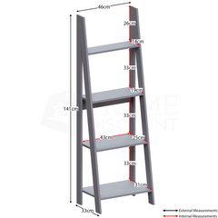 Bristol 4 Tier Step Ladder Bookcase, Grey