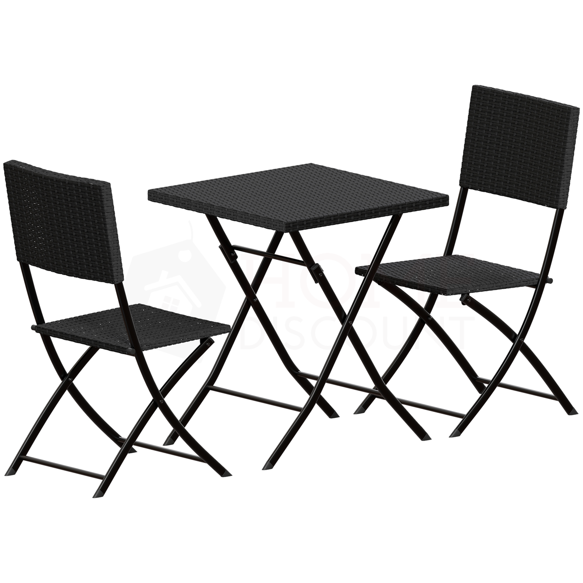 Capri 2-Seater Rattan Bistro Set, Black UKFR