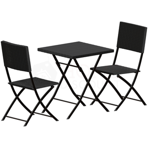 Capri 2-Seater Rattan Bistro Set, Black UKFR