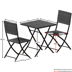 Capri 2-Seater Rattan Bistro Set, Grey UKFR