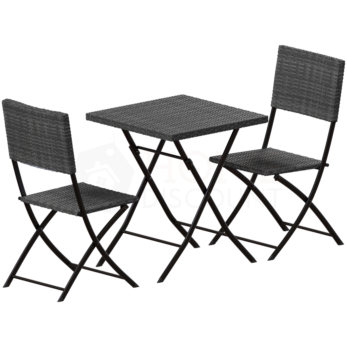 Capri 2-Seater Rattan Bistro Set, Grey UKFR