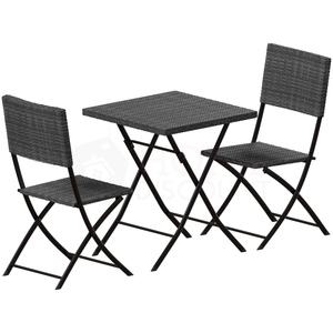 Capri 2-Seater Rattan Bistro Set, Grey UKFR