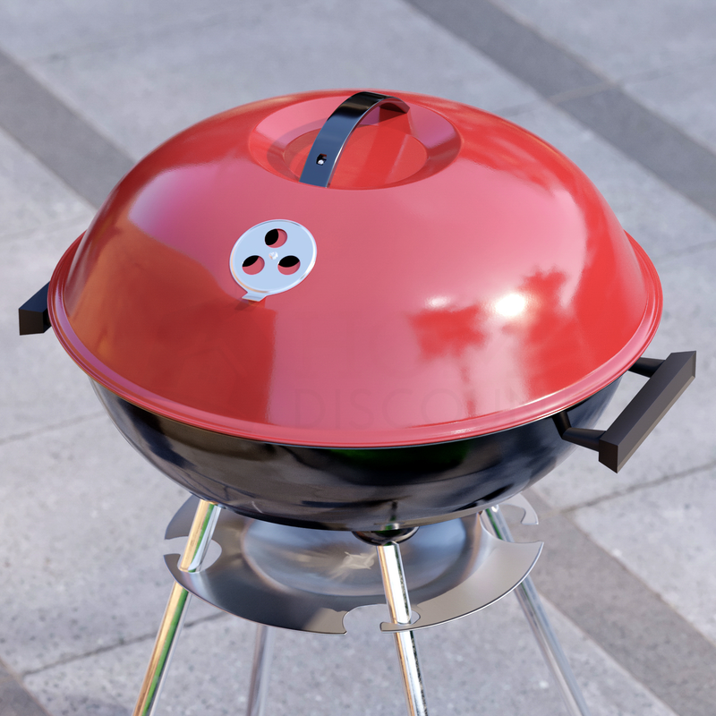 Memphis Freestanding Kettle Grill BBQ, Red & Black
