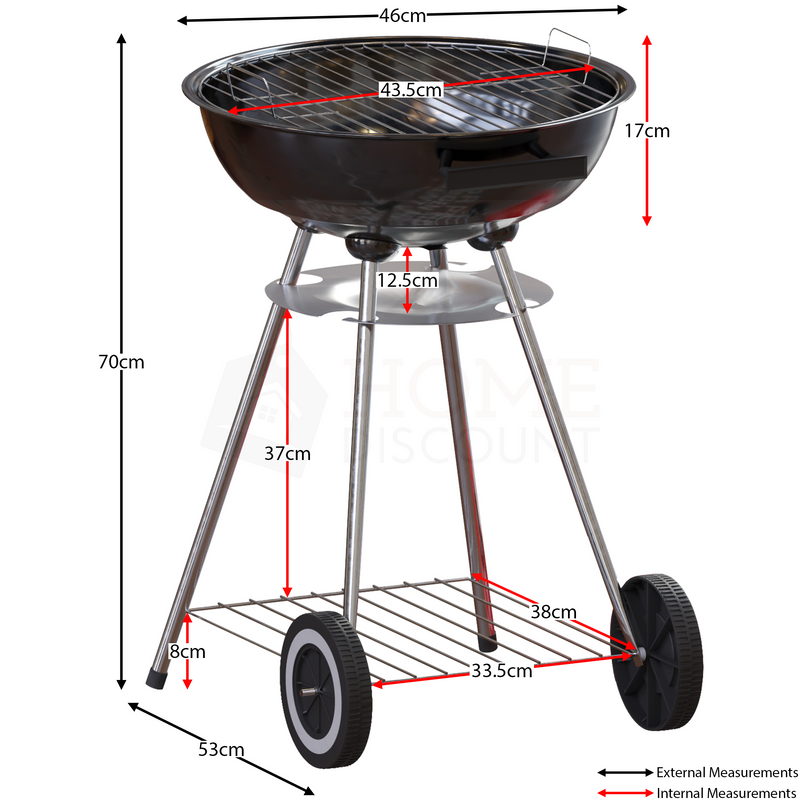 Memphis Freestanding Kettle Grill BBQ, Red & Black