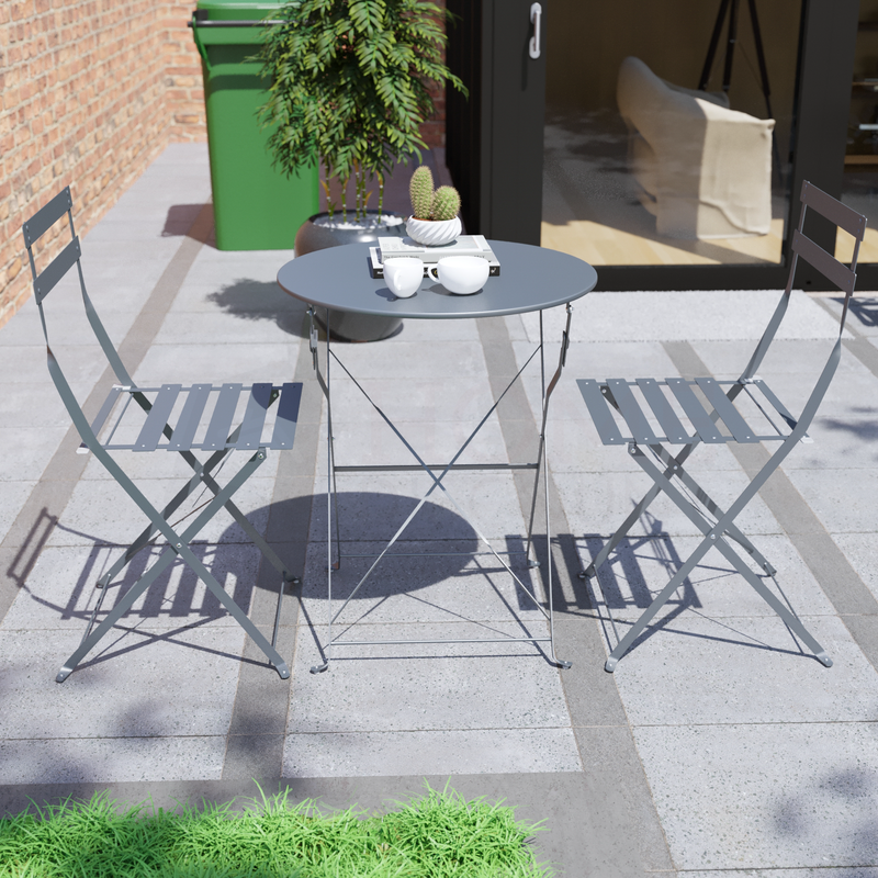 Porto 2-Seater Metal Bistro Set Dark Grey Home Discount Ltd