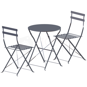 Porto 2-Seater Metal Bistro Set - Dark Grey