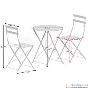 Porto 2-Seater Metal Bistro Set - Light Grey