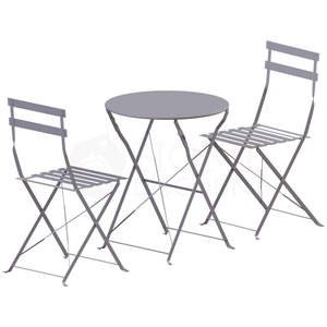 Porto 2-Seater Metal Bistro Set - Light Grey