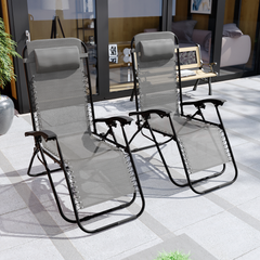 Garden Vida 2 Pack Zero Gravity Chairs, Grey