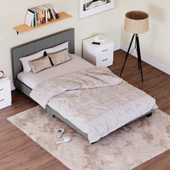 Lisbon Small Double Faux Leather Bed, Grey