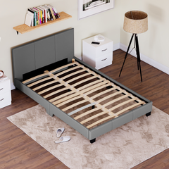 Lisbon Small Double Faux Leather Bed, Grey