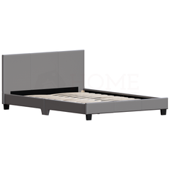 Lisbon Double Faux Leather Bed, Grey