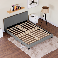 Lisbon King Size Faux Leather Bed, Grey