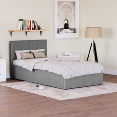 Vida Designs Lisbon Single Ottoman Faux Leather Bed, Grey