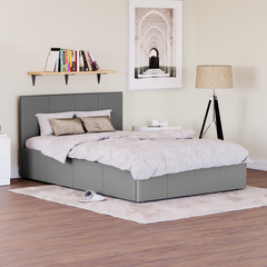Vida Designs Lisbon Small Double Ottoman Faux Leather Bed, Grey