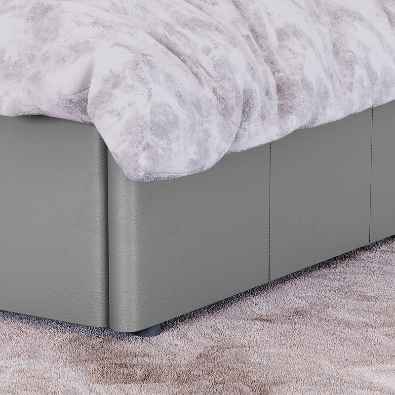 Lisbon Small Double Ottoman Faux Leather Bed, Grey