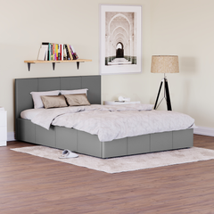Vida Designs Lisbon Double Ottoman Faux Leather Bed, Grey