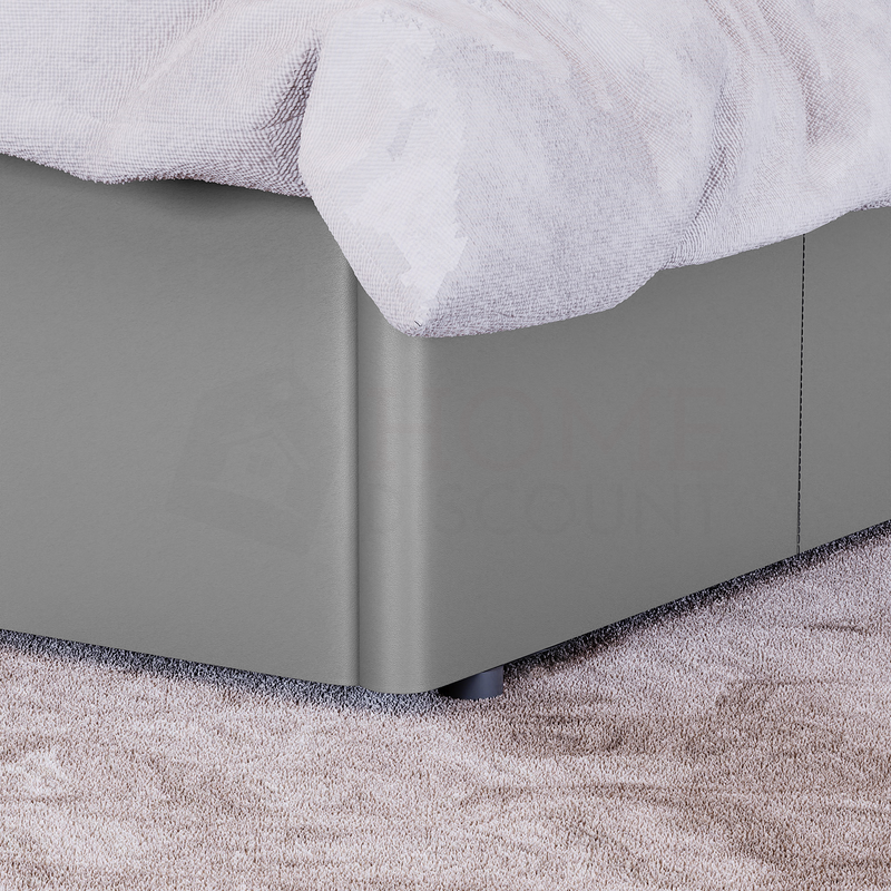 Lisbon King Size Ottoman Faux Leather Bed, Grey