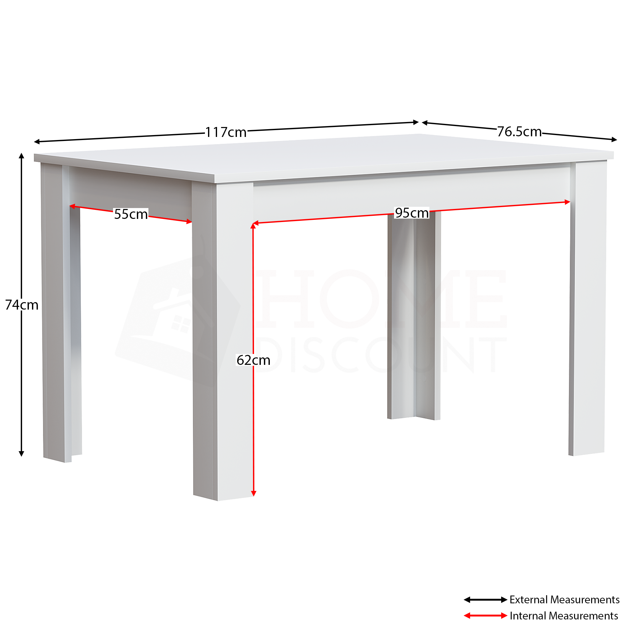 Medina 4 Seater Dining Table White Home Discount Ltd