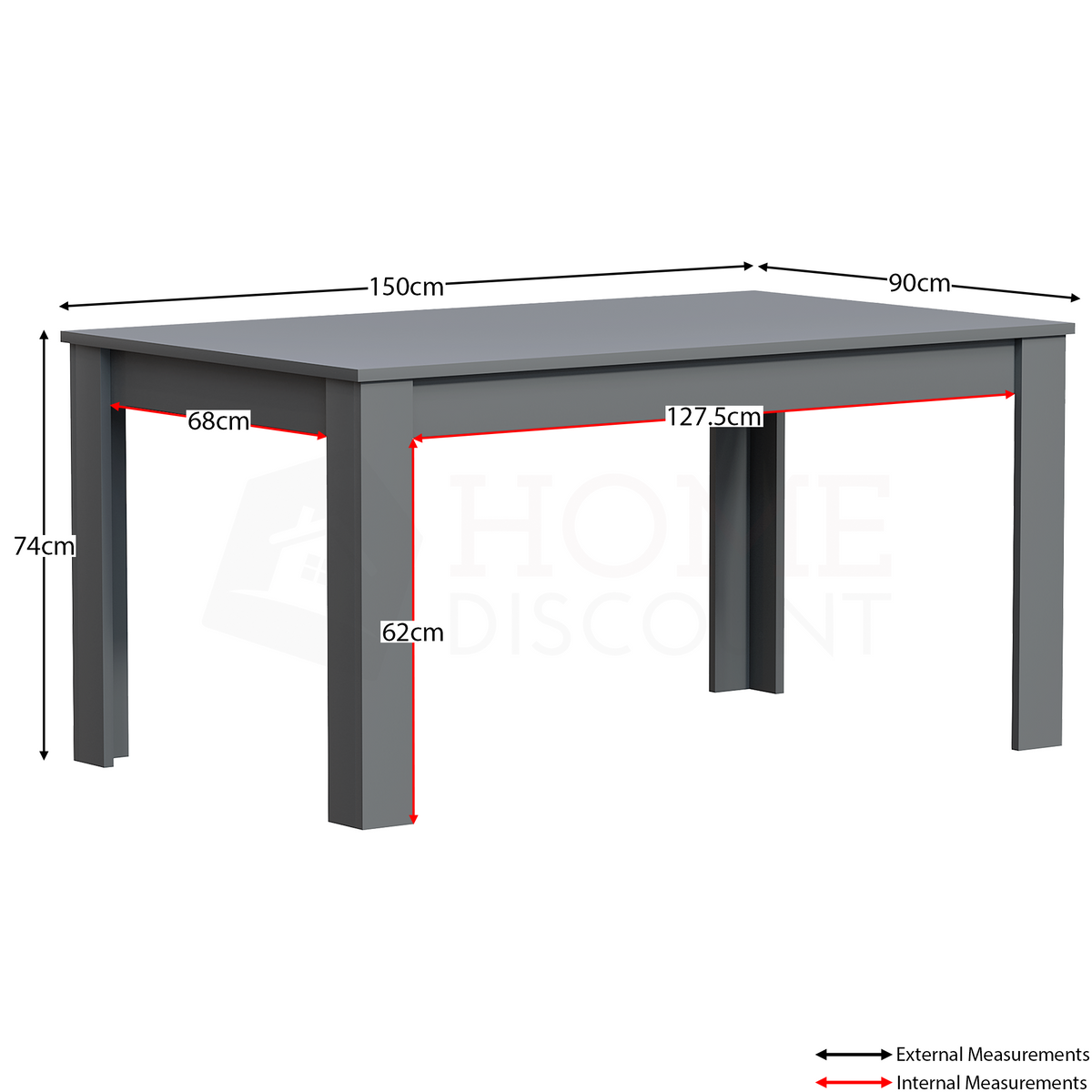 Medina 6-Seater Dining Table - Grey