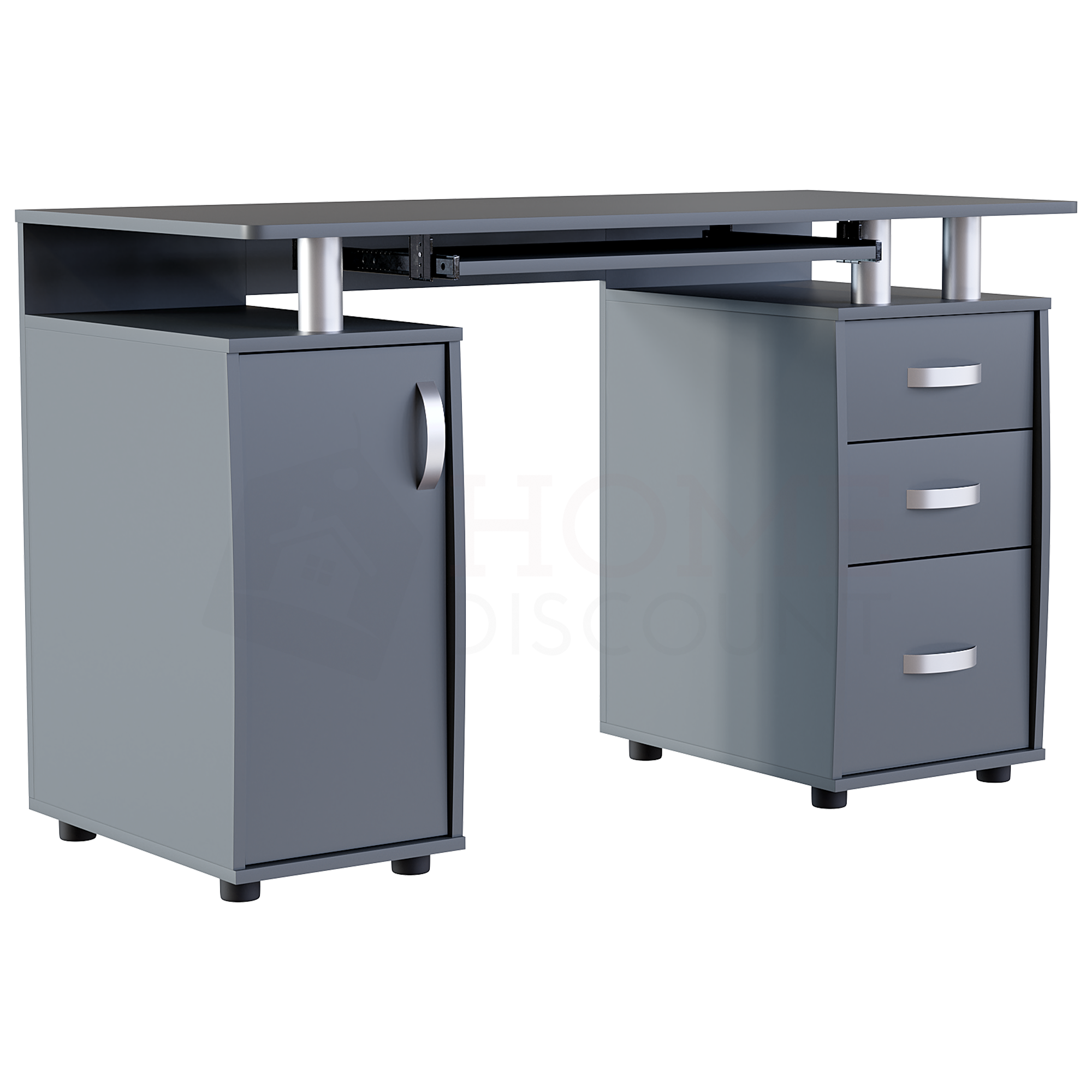 Otley 3 Drawer Computer Desk Grey Home Discount Ltd