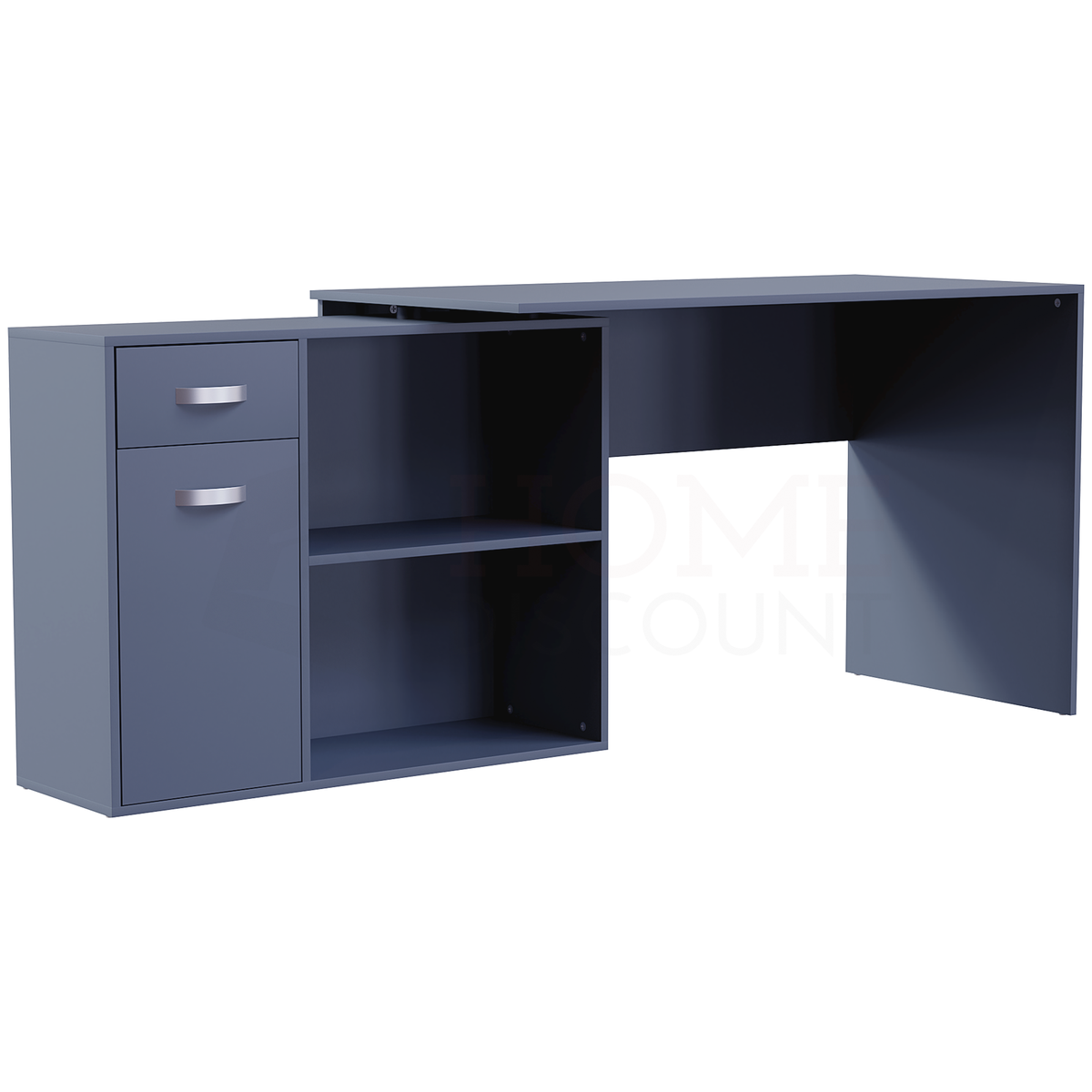 Longton 1-Door 1-Drawer Adjustable Computer Desk, Grey