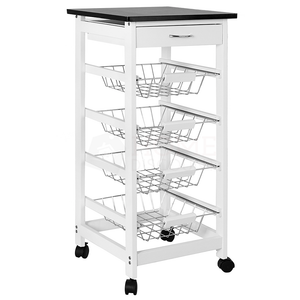 4-Tier Wooden Kitchen Trolley - White