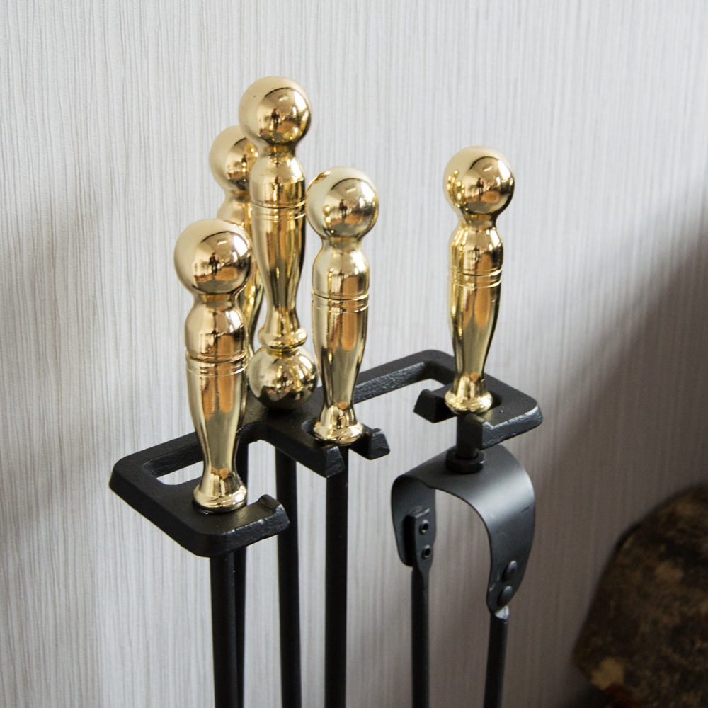 5-Piece Elton Companion Set - Black & Brass