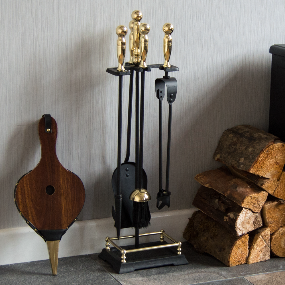 5-Piece Elton Companion Set - Black & Brass