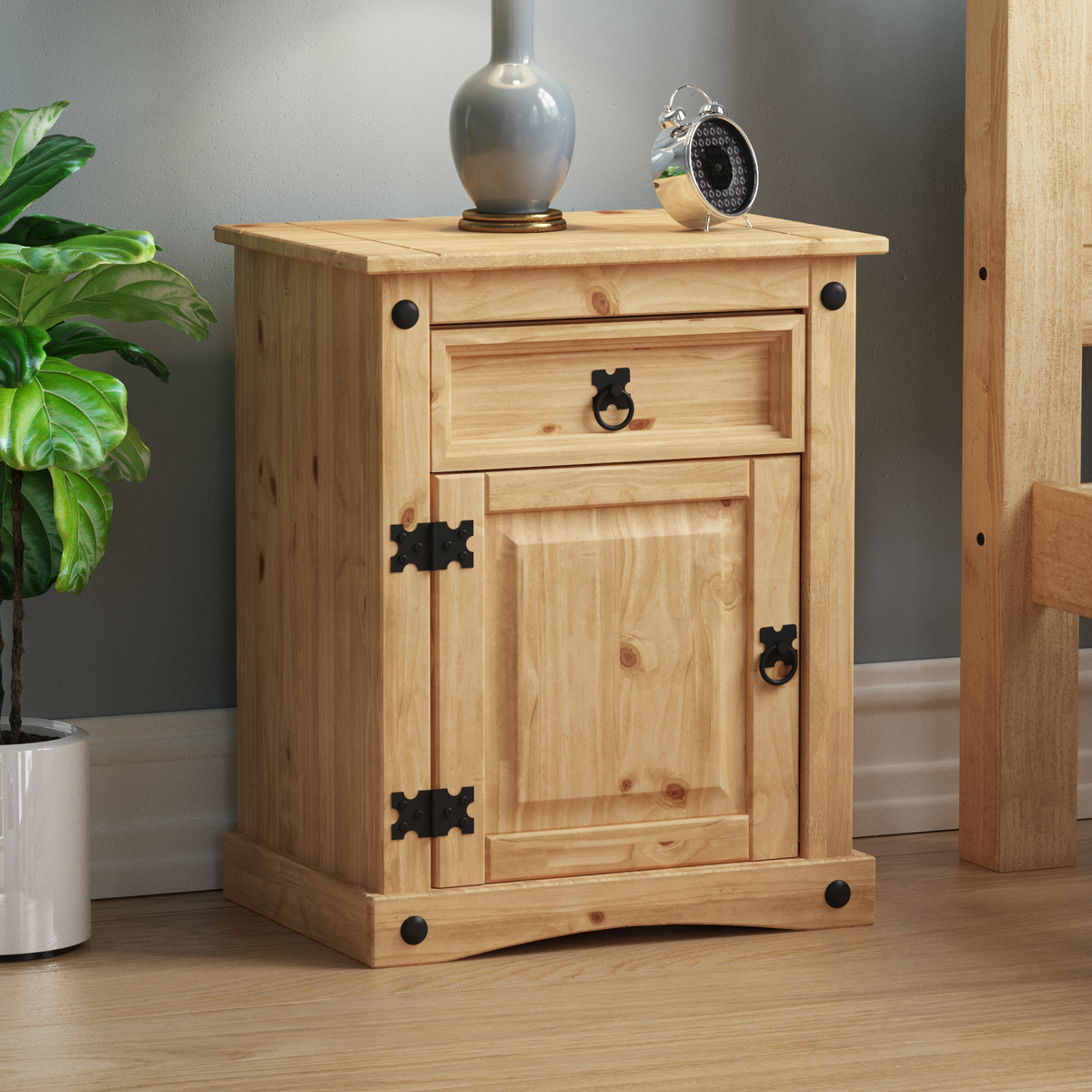 Corona 1-Drawer 1-Door Bedside Cabinet