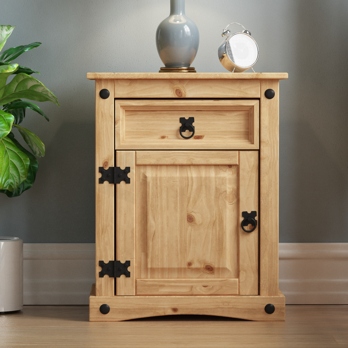 Corona 1-Drawer 1-Door Bedside Cabinet