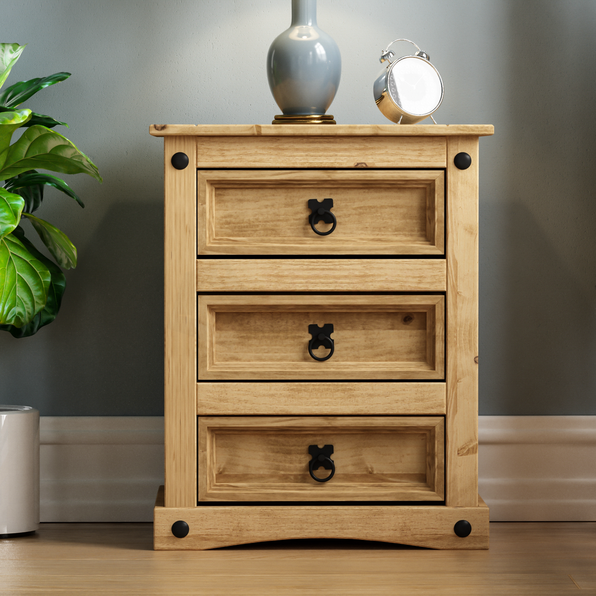 Corona 3-Drawer Bedside Chest