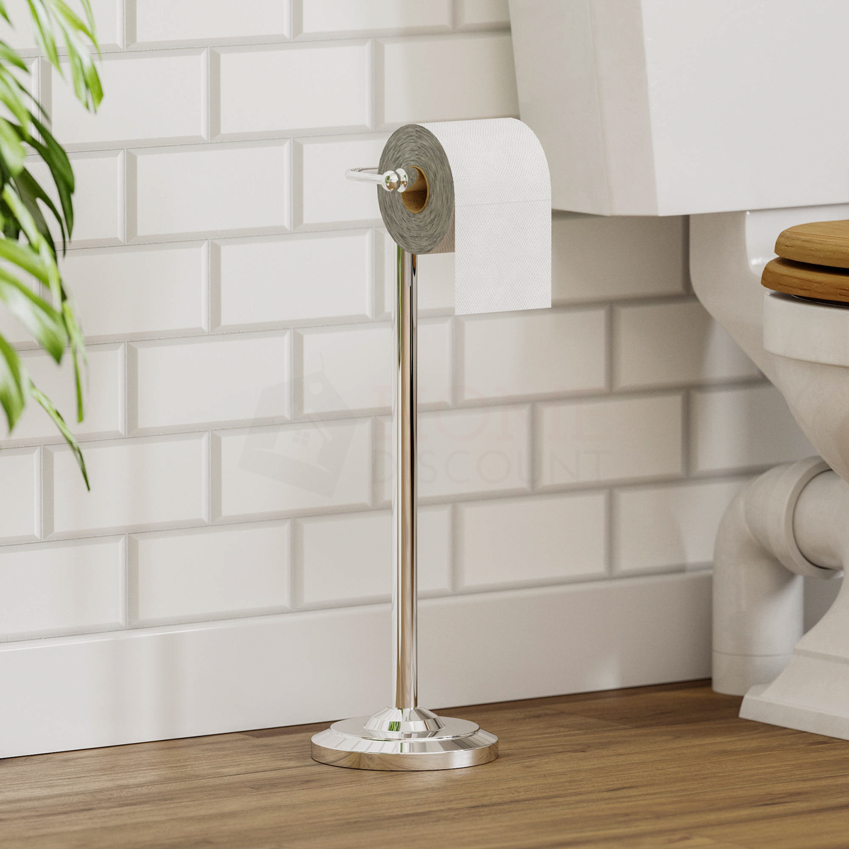 Floor Standing Toilet Roll Holder - Silver
