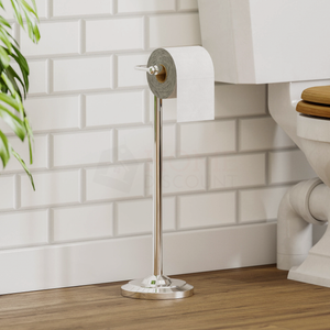 Floor Standing Toilet Roll Holder - Silver