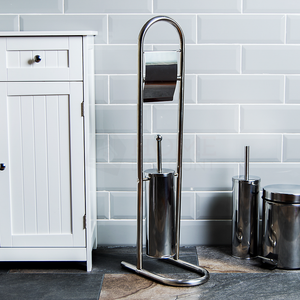Toilet Brush And Paper Holder - Silver