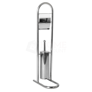 Toilet Brush And Paper Holder - Silver