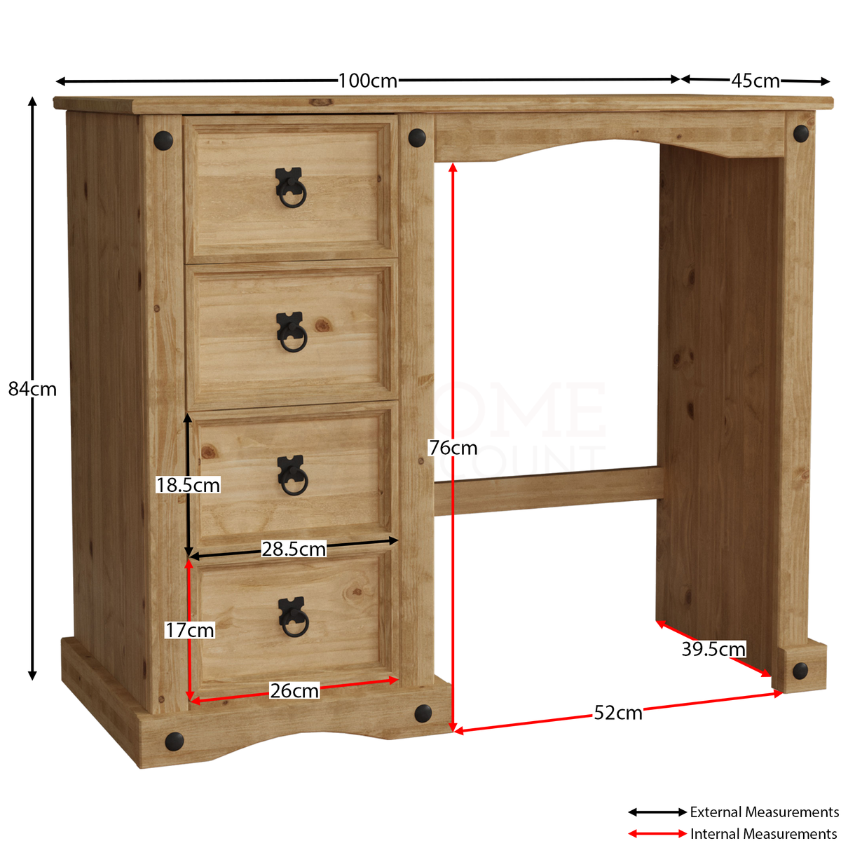 Corona 4-Drawer Dressing Table