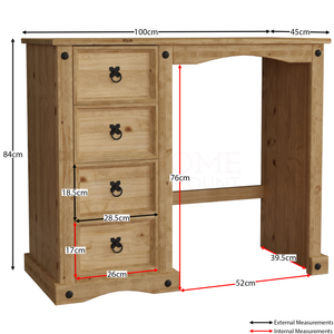 Corona 4-Drawer Dressing Table