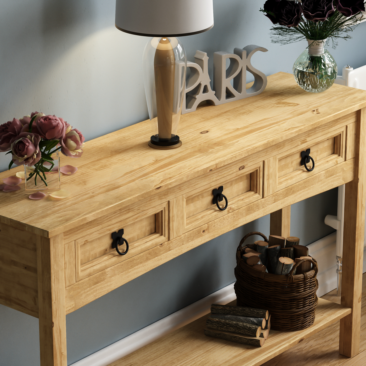 Corona 3-Drawer Console Table