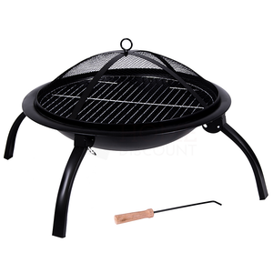 Folding Steel Fire Pit, Large - Black