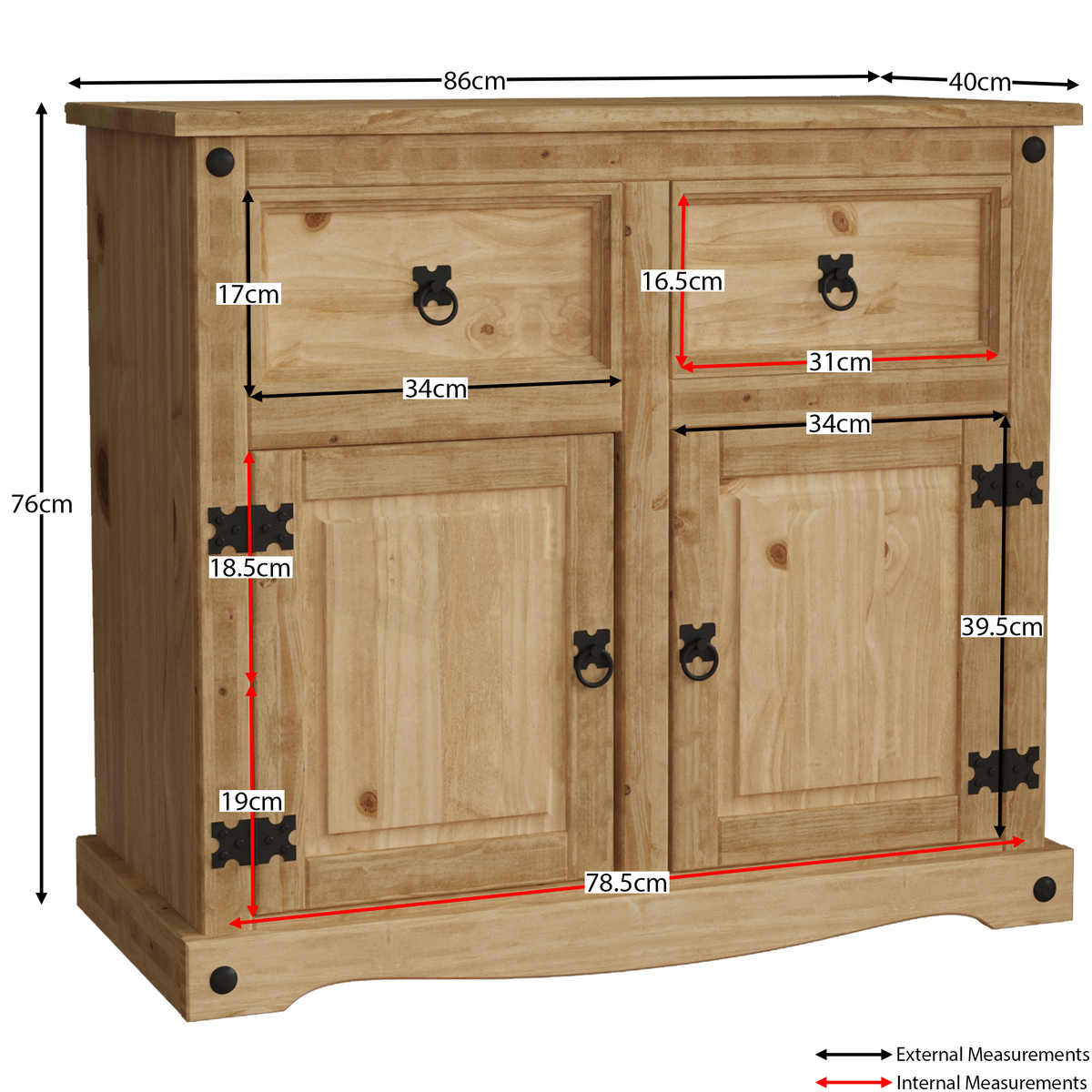 Corona 2-Door 2-Drawer Sideboard