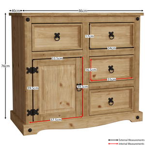 Corona 1-Door 4-Drawer Small Sideboard