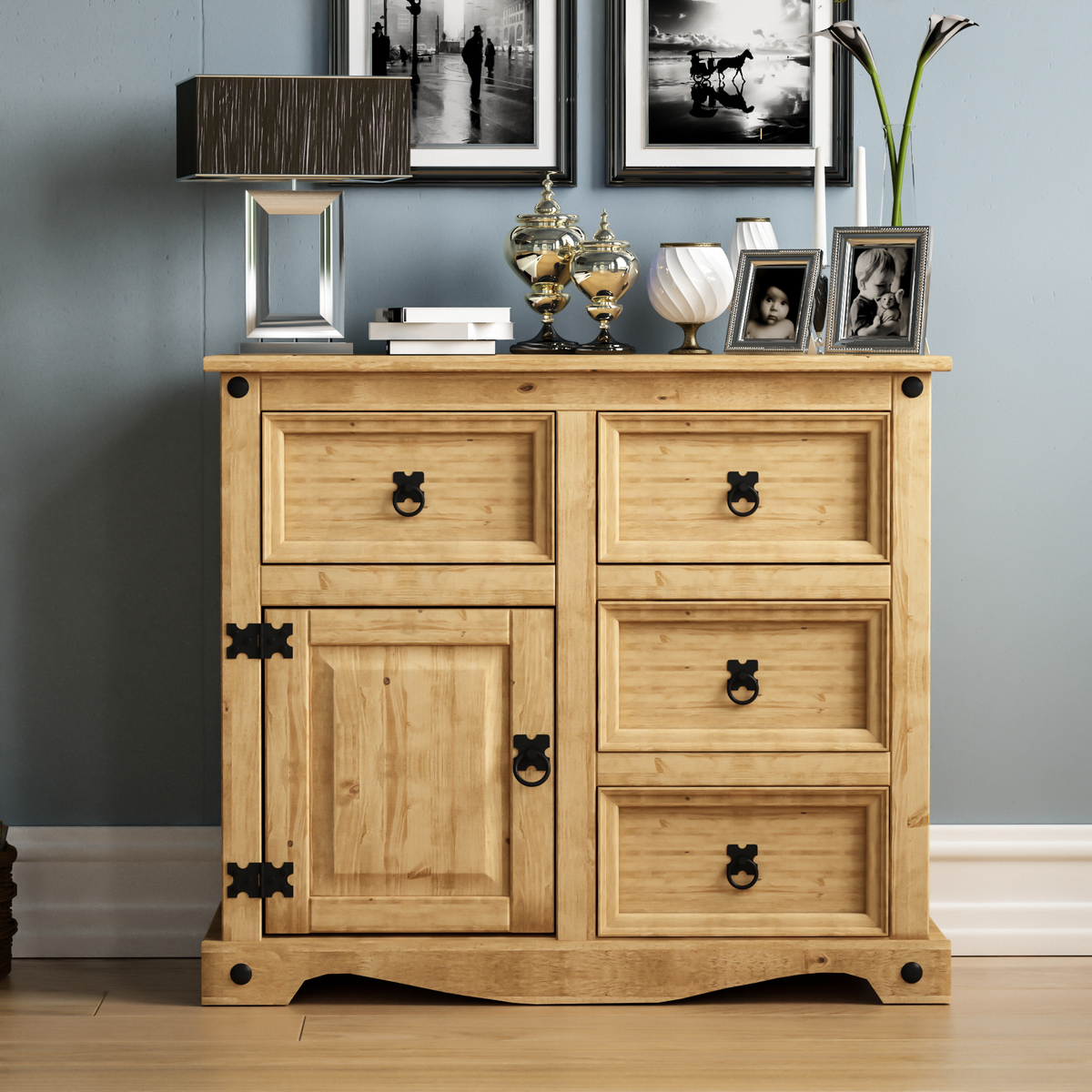 Corona 1-Door 4-Drawer Small Sideboard