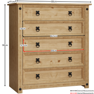 Corona Rustic 5-Drawer Chest