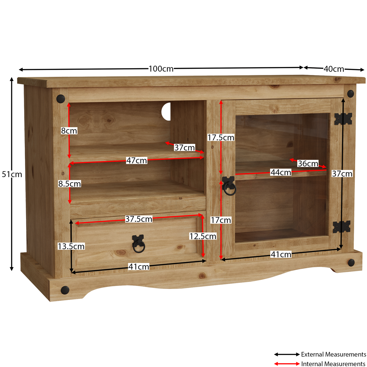 Corona 1-Door 1 Drawer Entertainment Unit